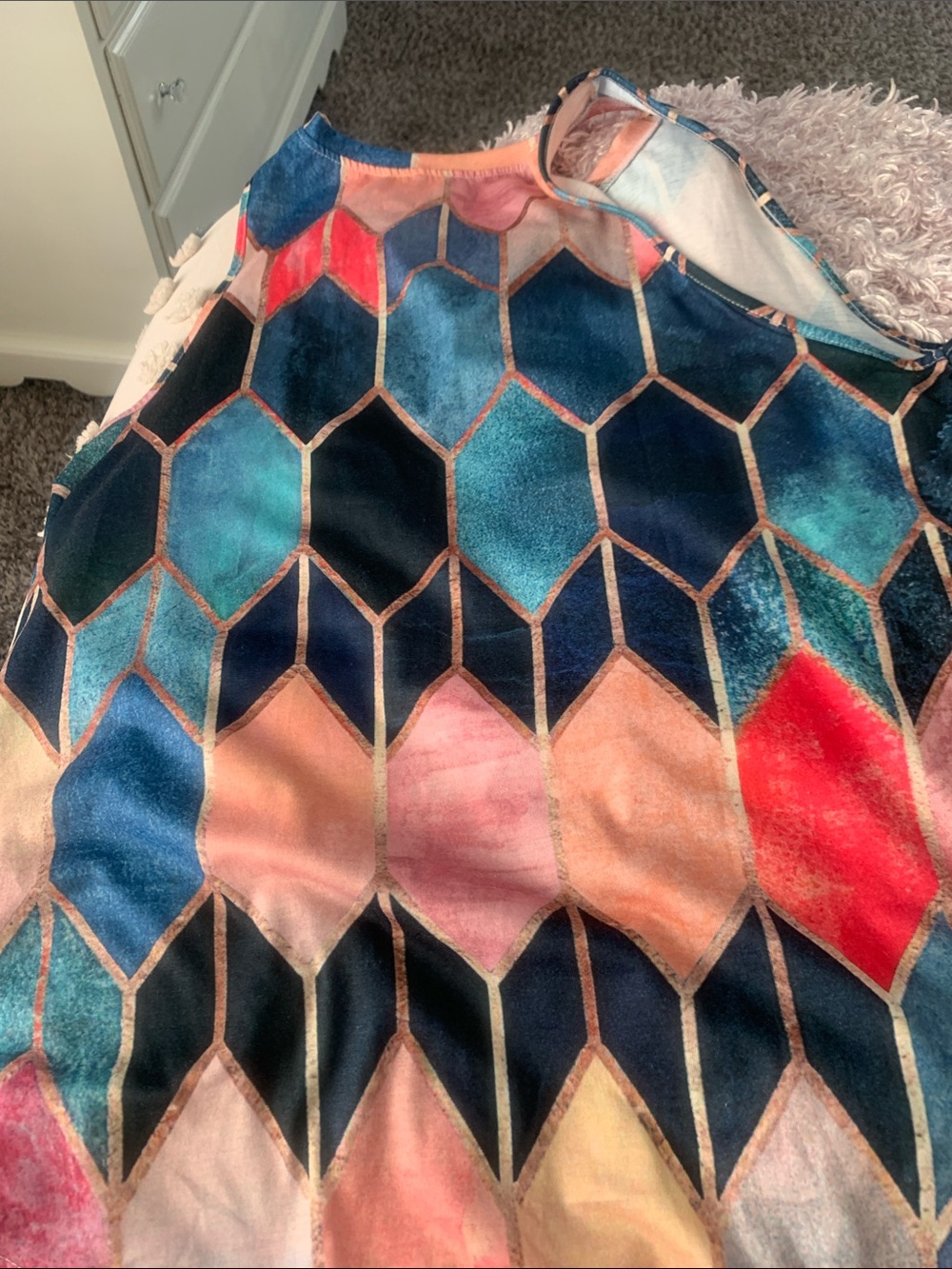 SHEIN Multicolor Geometric Velvet-Print Tank Top - Picture 2 of 3